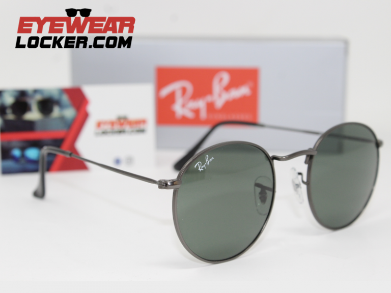 Ray Ban Round Rb3447n Gunmetal Verde G 15 Eyewearlocker