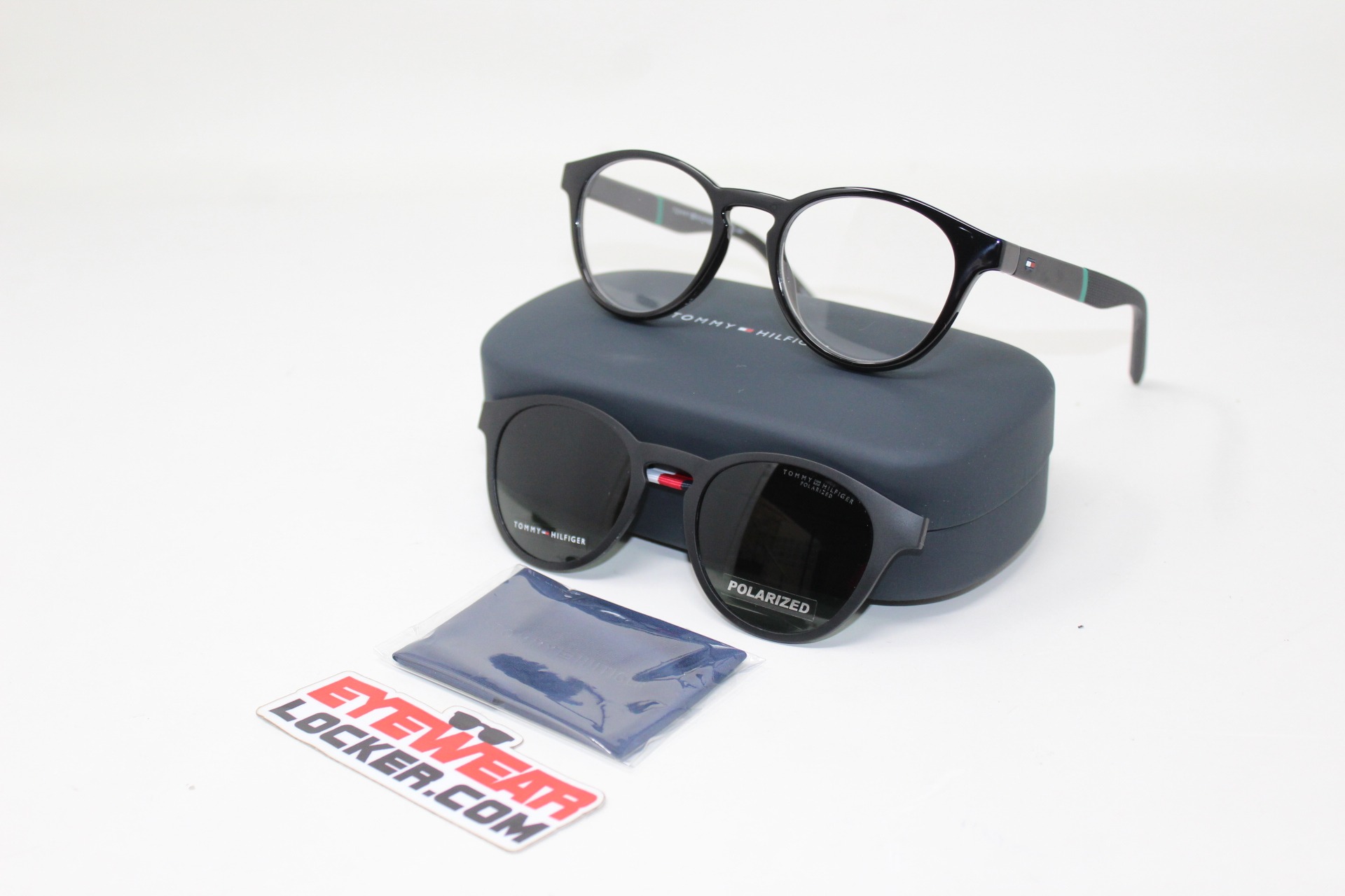 Armazones-Tommy-Hilfiger-Round-BlackVerde-con-Extra-Clip-Polarizado-Eyewearlocker-Tommy-Hilfiger-Ecuador-1.