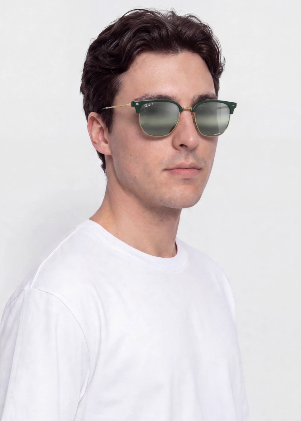 Ray Ban Chromance New Clubmaster RB4416 Polished Green Gold Polarizadas - Imagen 2