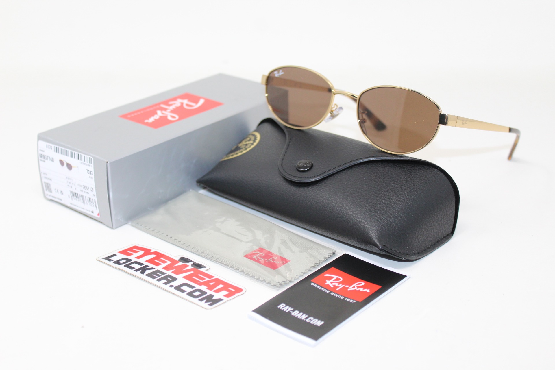 Ray-Ban-RB3774D- Polished-Gold-Dark-Brown-Eyewearlocker-Ray-Ban-Ecuador-1